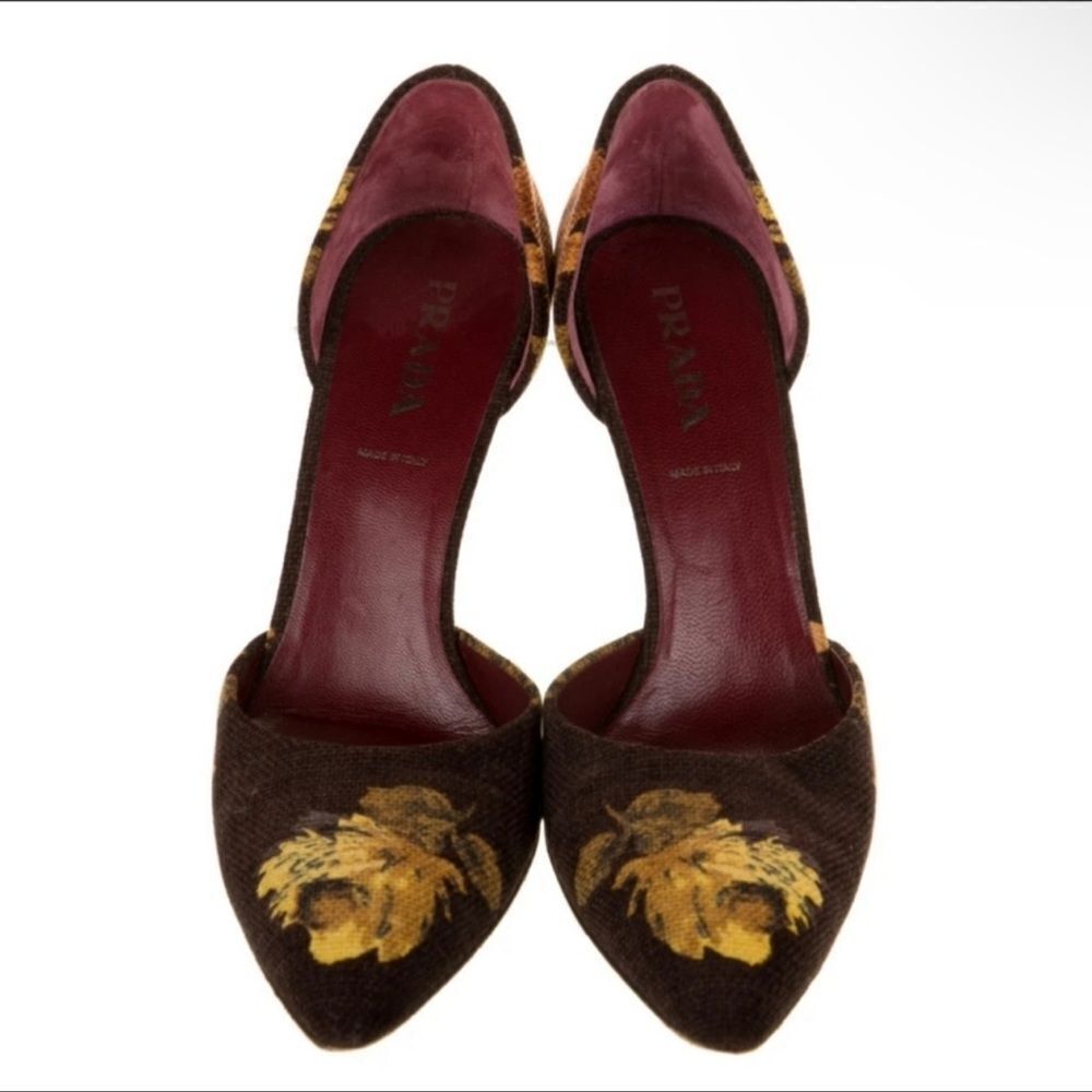 PRADA Floral Print Fabric D'Orsay Pumps IT 36.5 - Picture 2 of 6